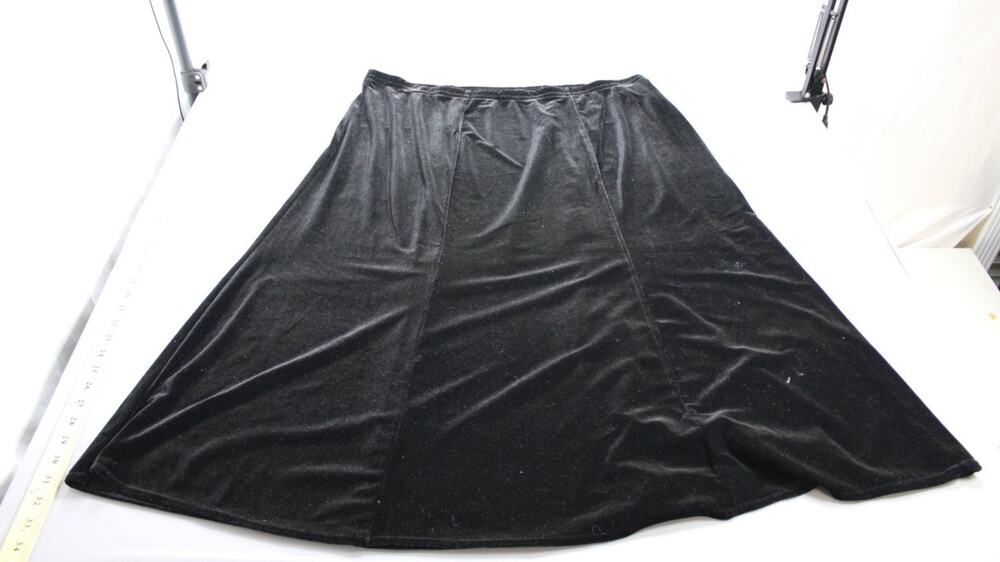 Tanjay Skirt Womens 2X Black Stretch Elastic Waist A-Line Paneled Maxi